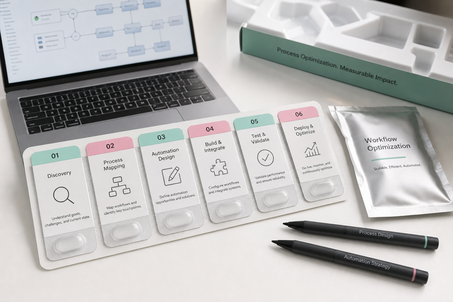 Process automation instruction cards in a dosage strip